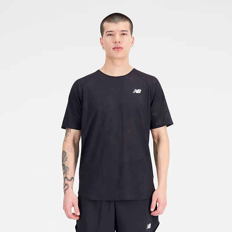 Q Speed Jacquard Herren Kurzarm-T-Shirt - SCHWARZ