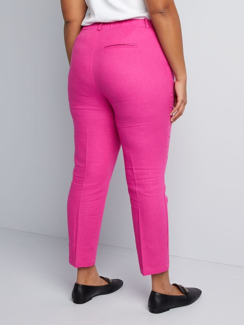 Spodnie lniane Skinny - RÓŻOWE