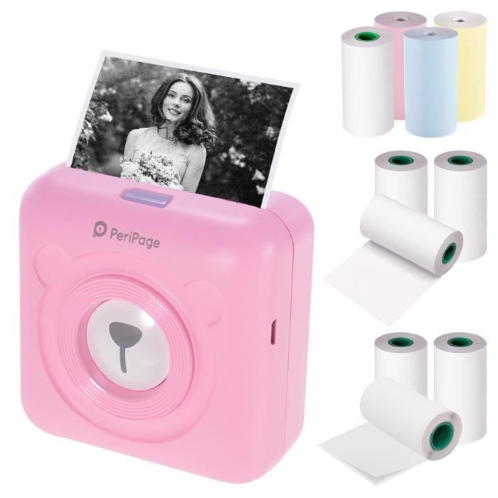 PeriPage Mini Pocket BT Thermal Printer for Printing Labels, Photos, Receipts, Memos with 9 Rolls of Thermal Paper, Pink