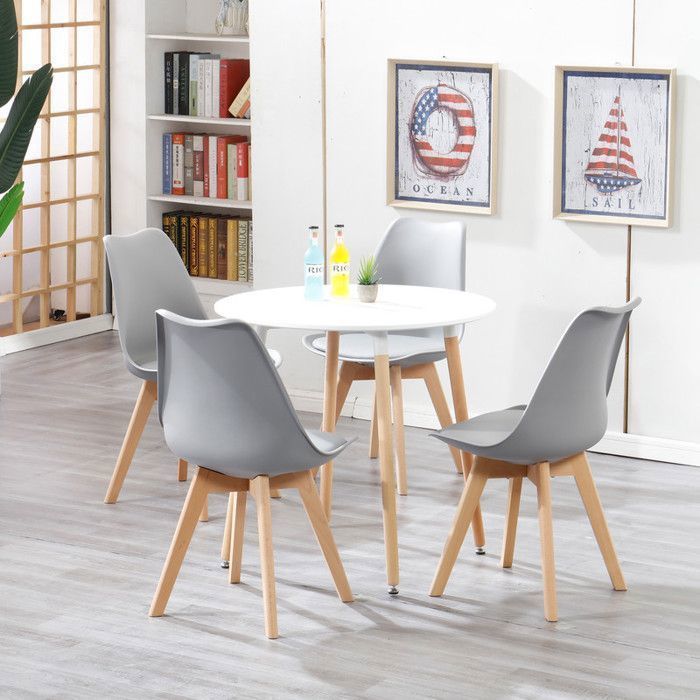 Lot de 4 chaises de salle a manger - Coussin de siège en cuir-L 49x P 42xH 83(Gris)