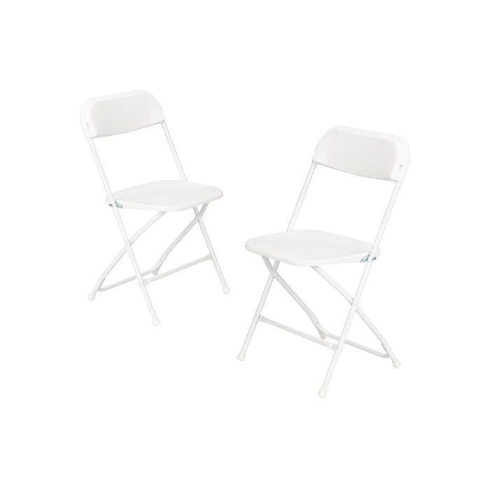 Juego de 2 sillas plegables de plástico blanco, sillas plegables portátiles para jardín exterior.