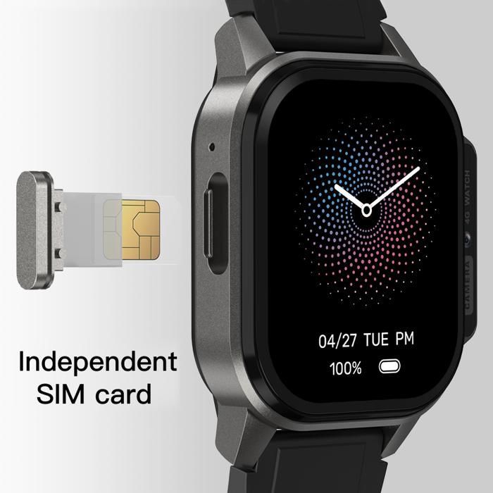 AIEK DM62 4G Montre Intelligente 2.13 pouces Wifi, Carte SIM, GPS, Appareil photo, Montre de sport Noir 16GB
