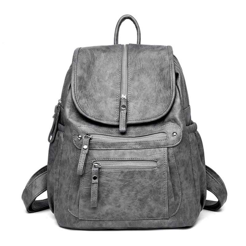 Sac à dos femme en cuir de haute qualité, sac à dos scolaire tendance, sac à bandoulière vintage grande capacité et décontracté.