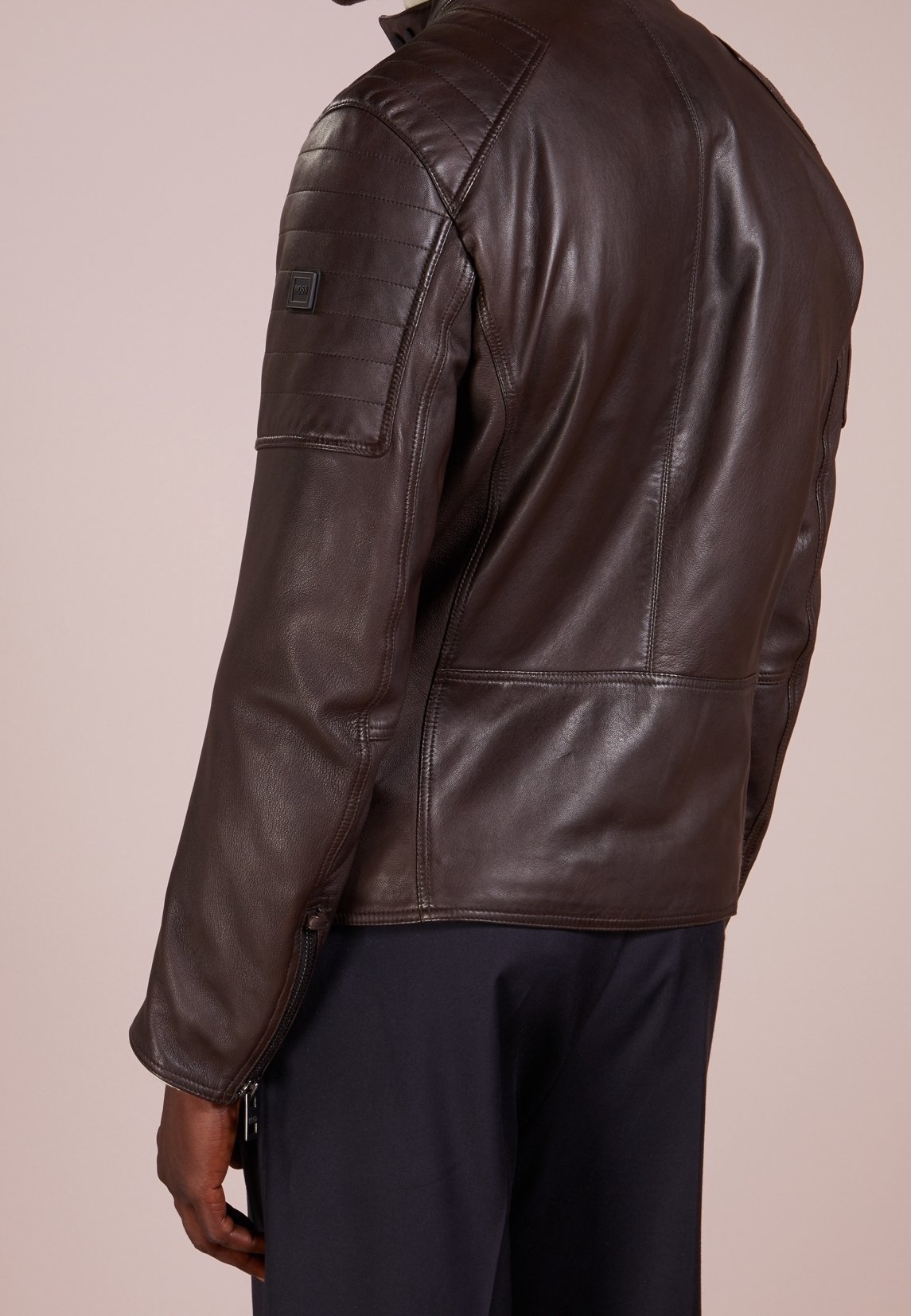 BOSS CASUAL leren jas - donkerbruin