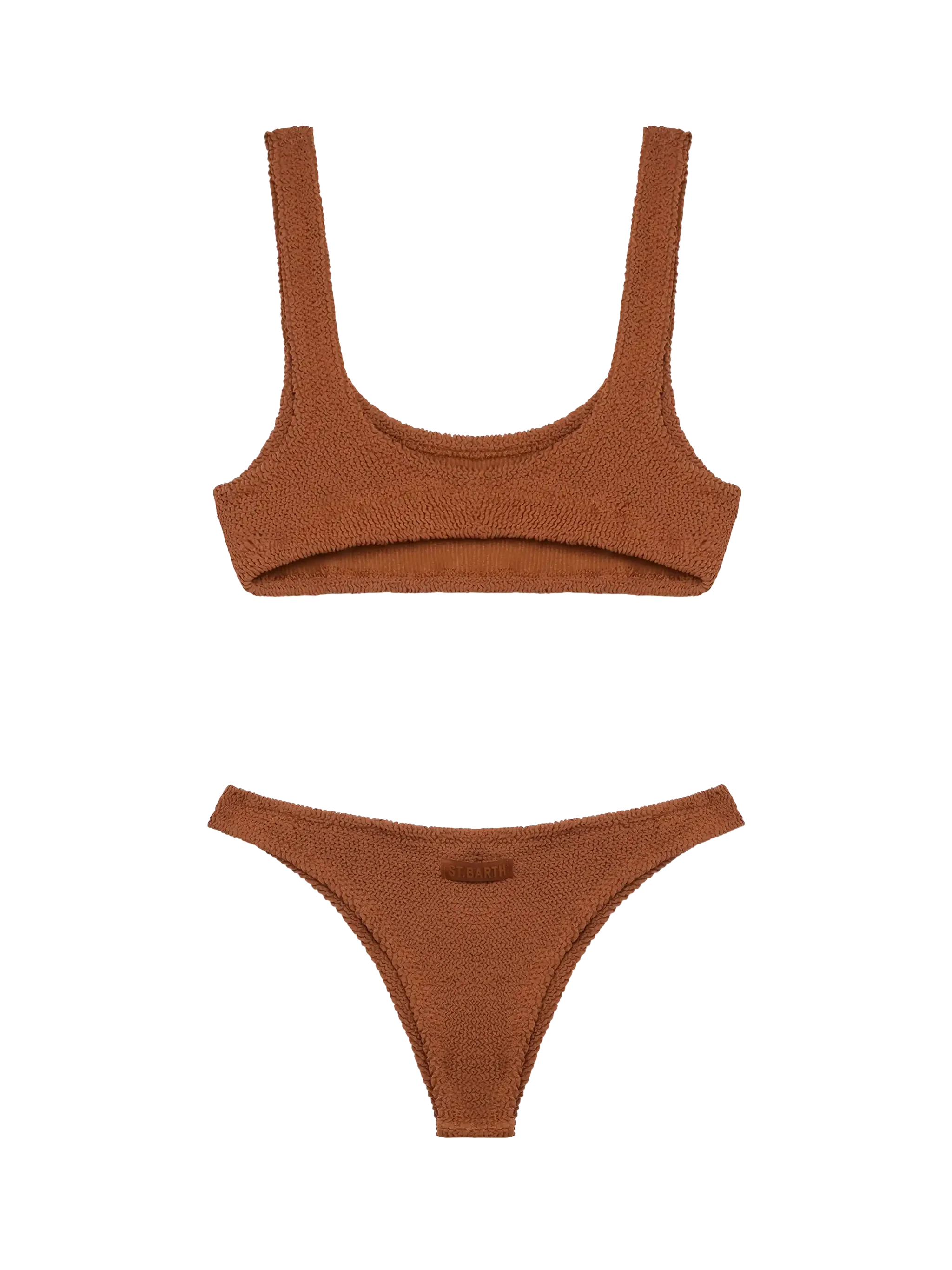 Naima Naomi camelkleurige crinkle bralette bikini