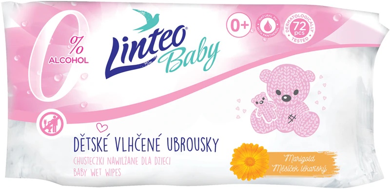Linteo kūdikių drėgnos servetėlės su medetkomis