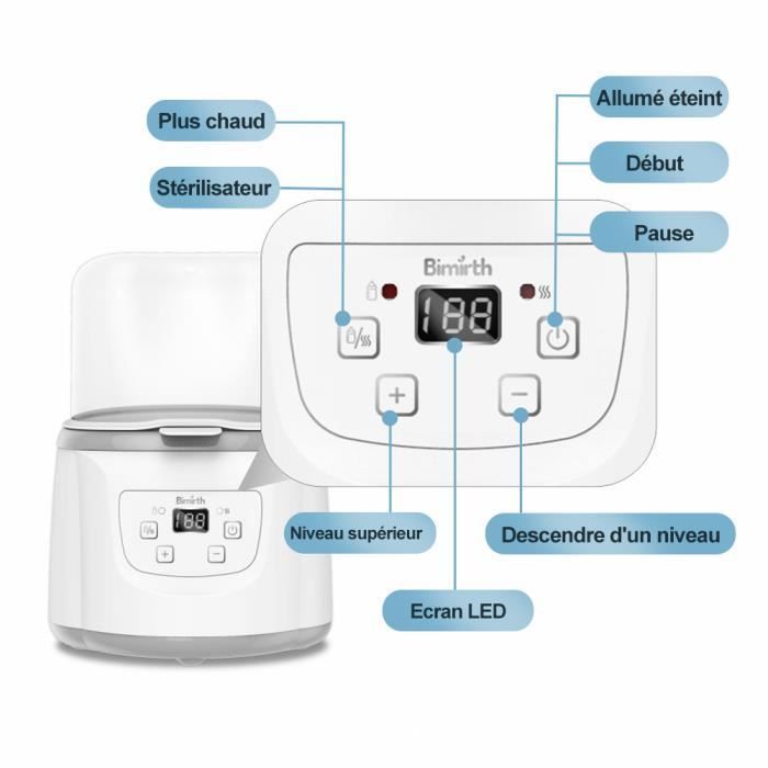 JOULLI Chauffe Biberon Bébé Nubite 6 en 1 Chauffe-Aliments Electrique Sterilisateur avec Écran LED et Contrôle de la Température