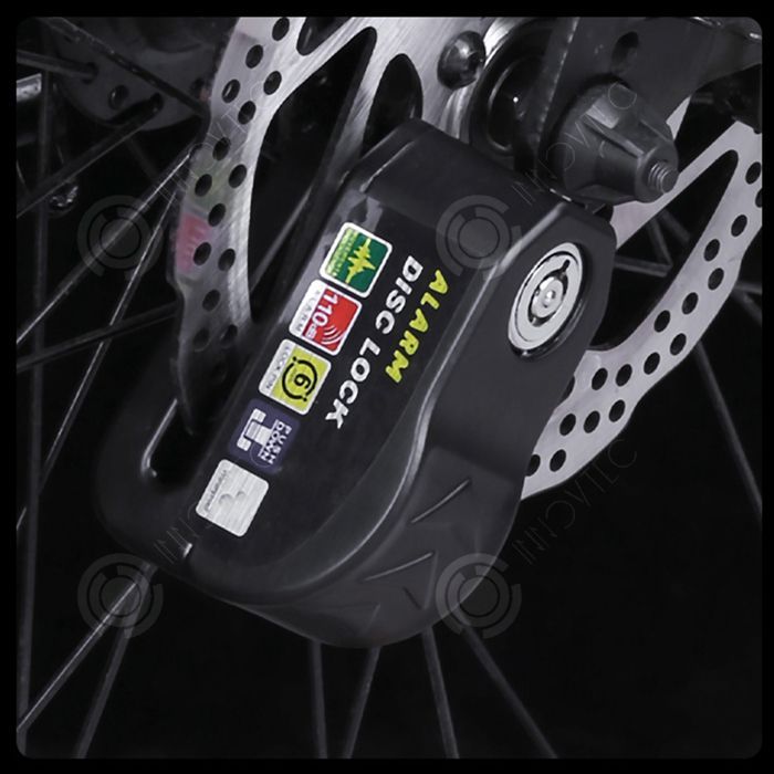 Candado de disco INN de aleación de 8x3,6x5 cm, 110 dB, con 2 llaves y 6 pilas, candado de disco impermeable para motocicleta, mini candado en U, candado antirrobo para motocicleta, homologado por la SRA.