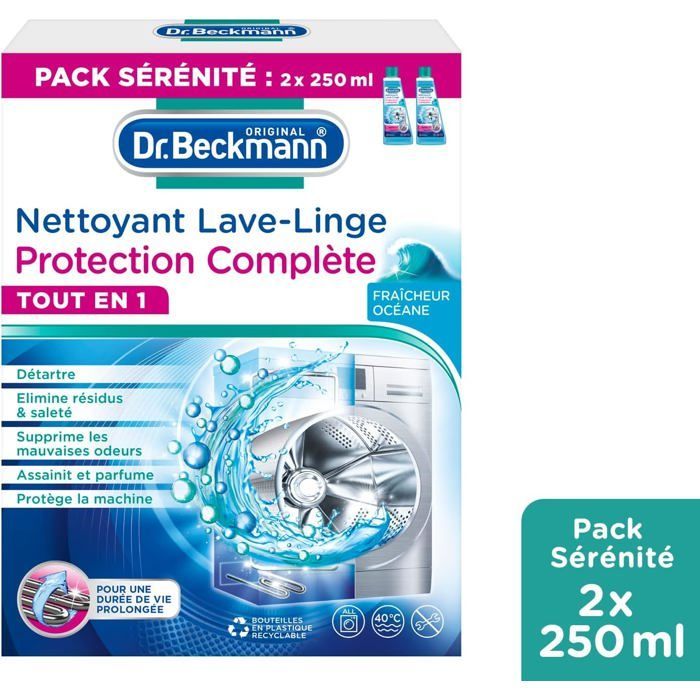 Nettoyant Lave-Linge Protection Complète | TOUT EN 1 | Fraîcheur Océane (2X250ml)-500ml