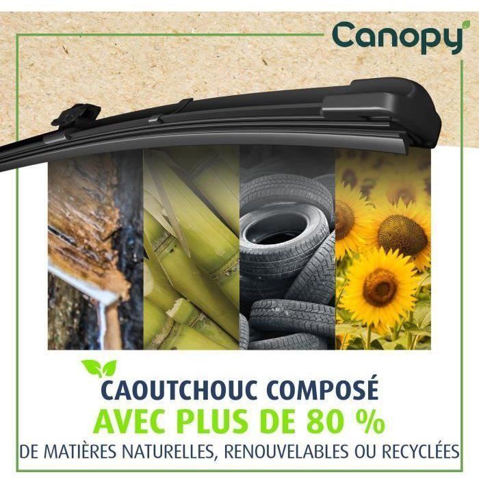 VALEO CANOPY - CAN20 - Escobilla limpiaparabrisas plana fabricada con materiales naturales y reciclados - Delantera - Longitud: 380 mm (1 hoja)