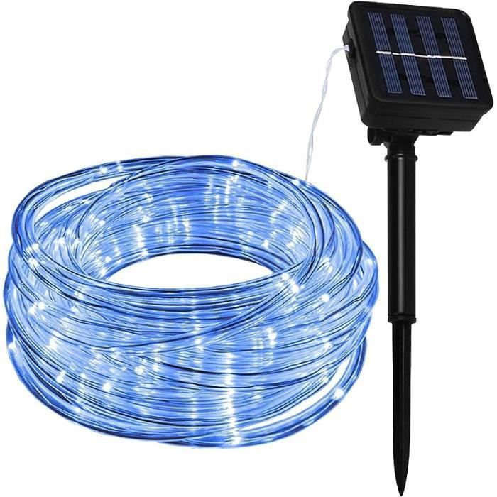 Guirlande Lumineuse Bleu Solaire Extérieur 10M 100LED tanche Tube Rope Guirlandes Lumineuses pour Jardin couleurs multiples Label