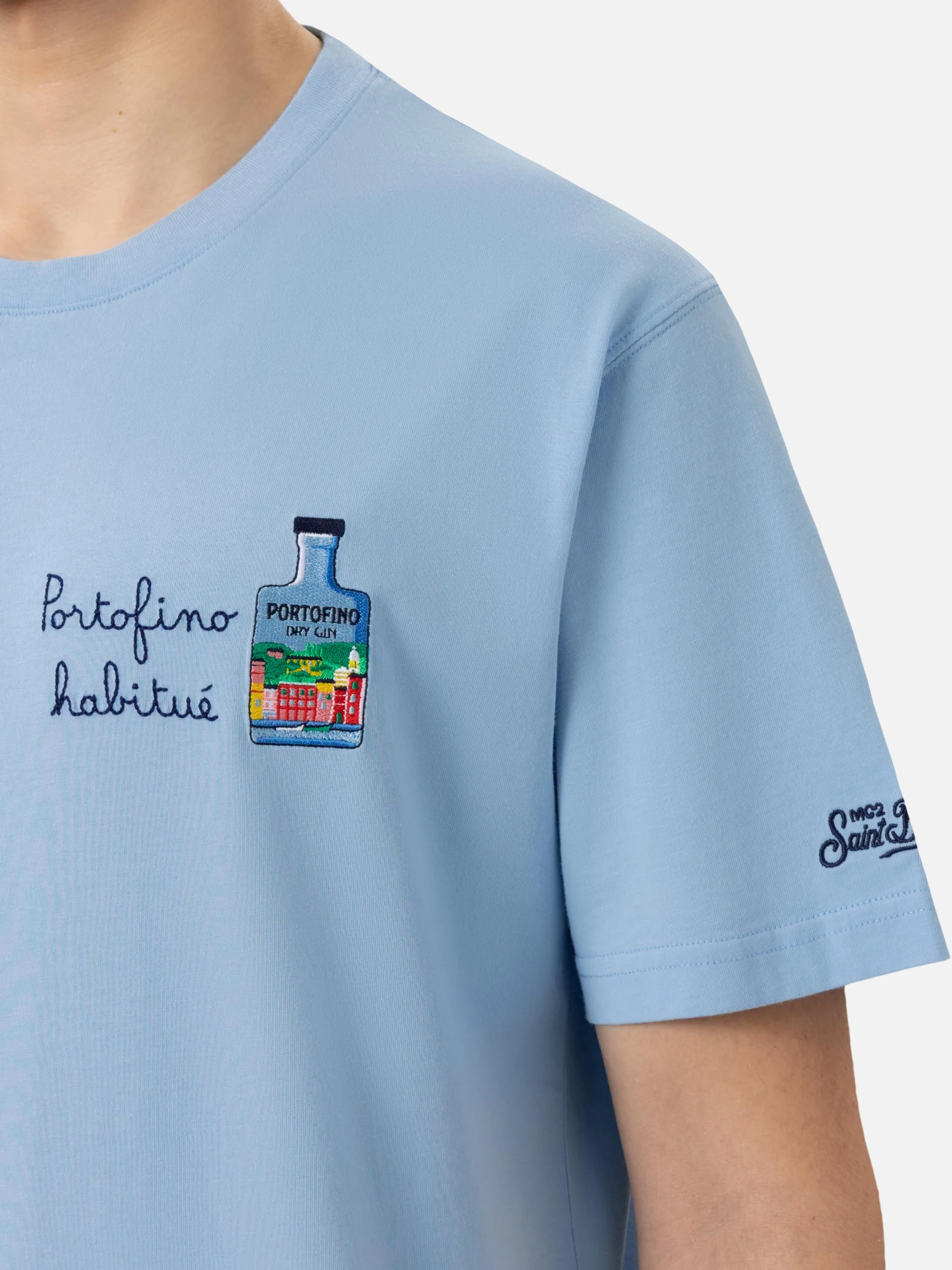 Heren katoenen T-shirt met Portofino-borduurwerk | PORTOFINO DRY GIN
