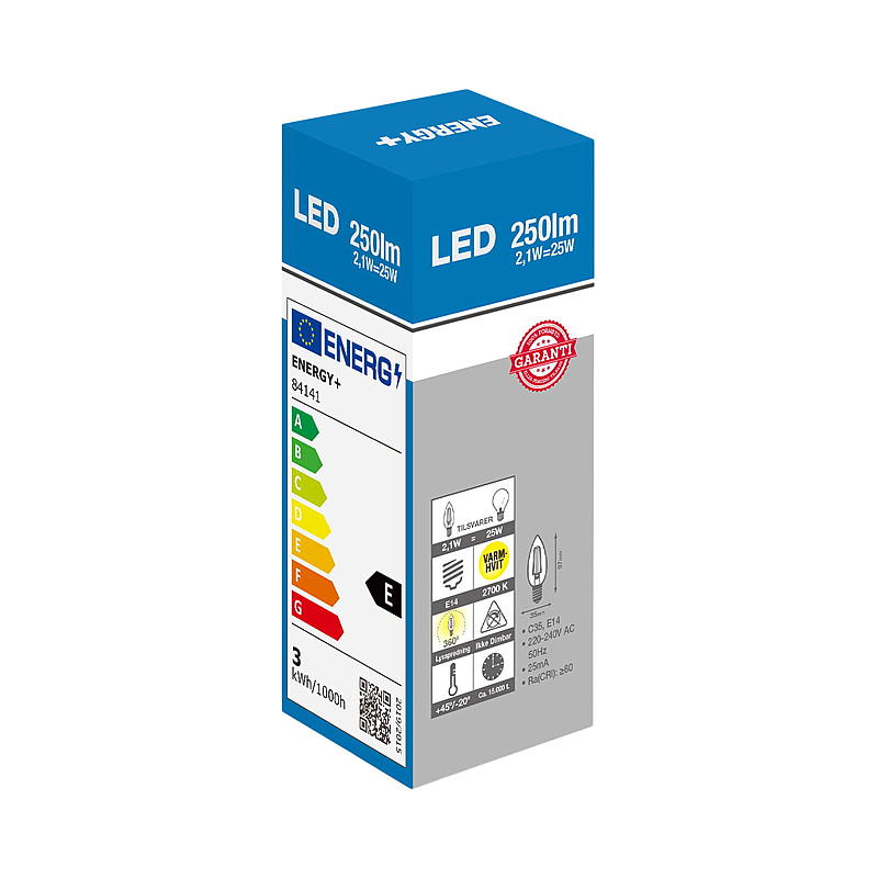 Energisparlampa LED 250 lm Mignon klar E14 C35 E