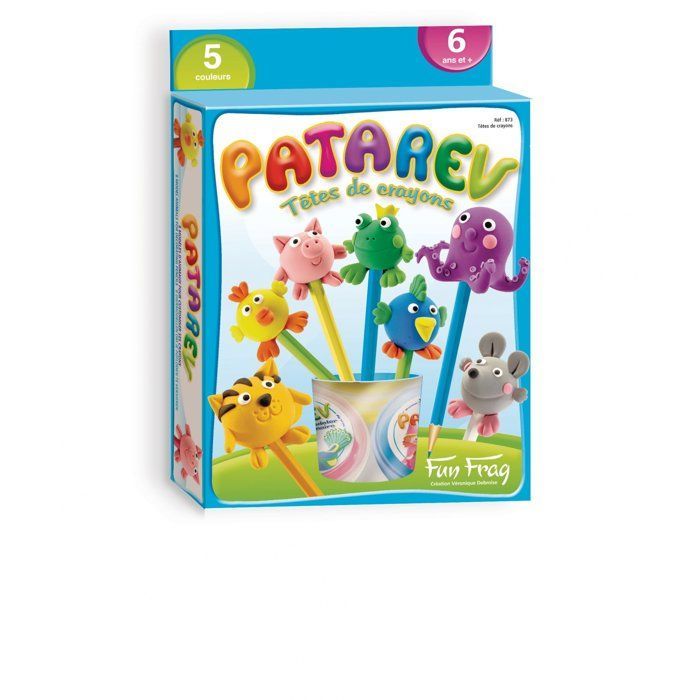 Modeling clay - SENTOSPHERE - Patarev - Blister pack - Pencil heads - 5 colored pots - 8 animal heads - Ages 6+