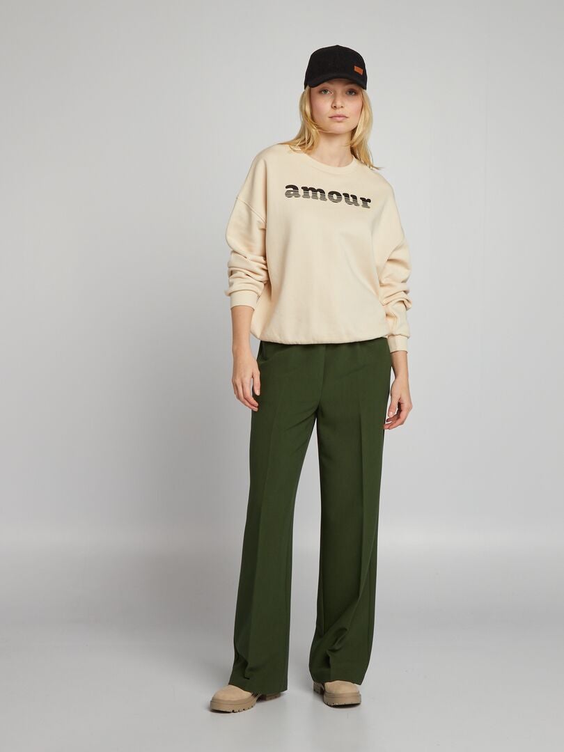 Rechte broek met strik aan de voorkant - GROEN