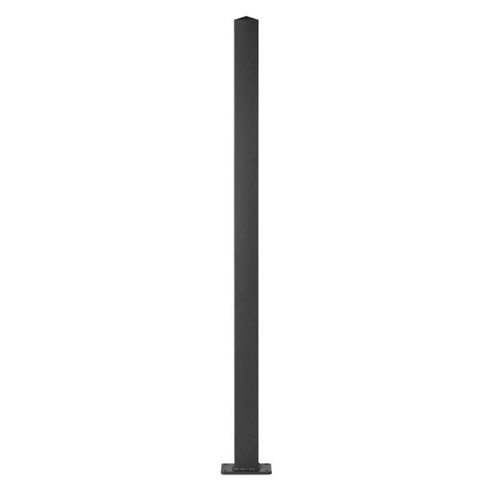 Poteau aluminium pour portail et portillon sur platine universel chapeau inclus H1.86 m Noir