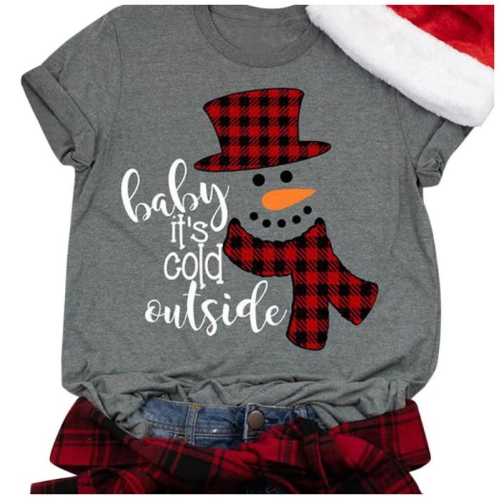 Hauts et blouses pour femmes - Mode Noël - Imprimé Père Noël et lettres - Chemise à manches courtes et col rond - Tunique - Blouse - Hauts - 5