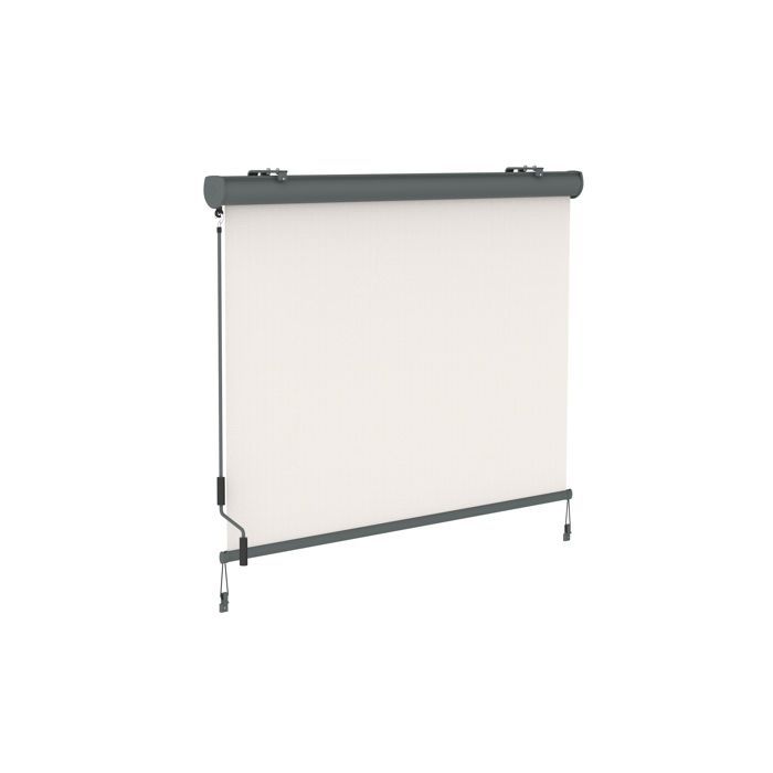 Retractable vertical awning with cassette and crank – 1.4 x 2.5 m – Beige fabric, grey frame – Patio sun protection