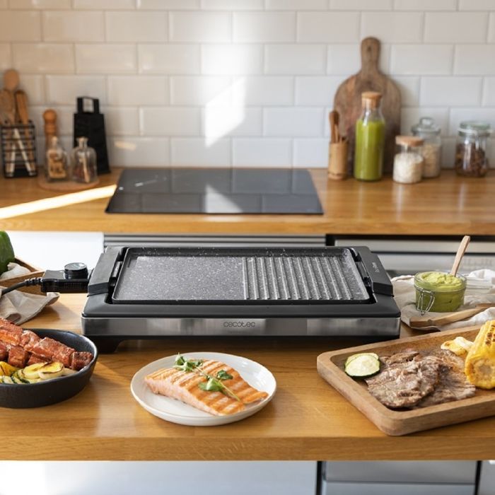 Cecotec Plancha-gril Électrique Tasty&Grill 2000 Inox MixStone. 2000W, Thermostat ajustable