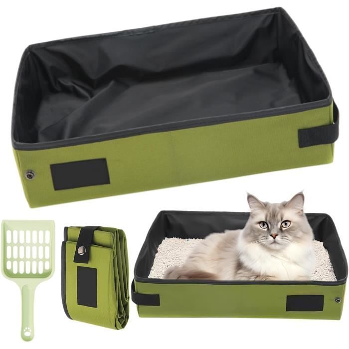 Arenero plegable para gatos, arenero portátil transpirable con pala, casa de baño plegable para gatos