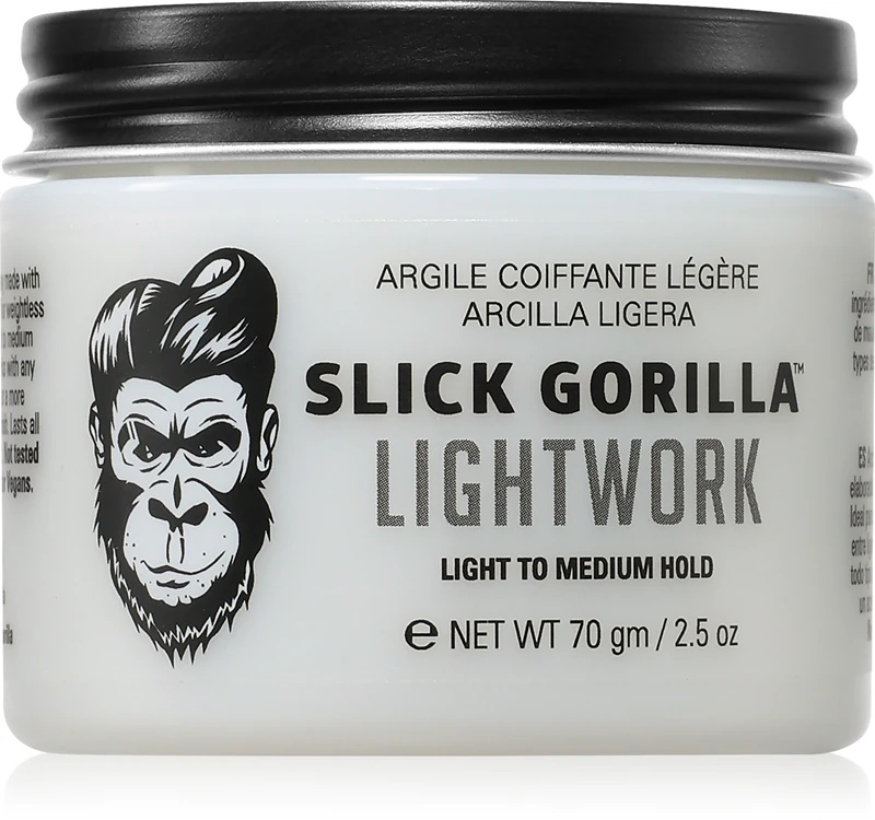 Švelnus „Gorilla Lightwork“ plaukų formavimo molis vyrams
