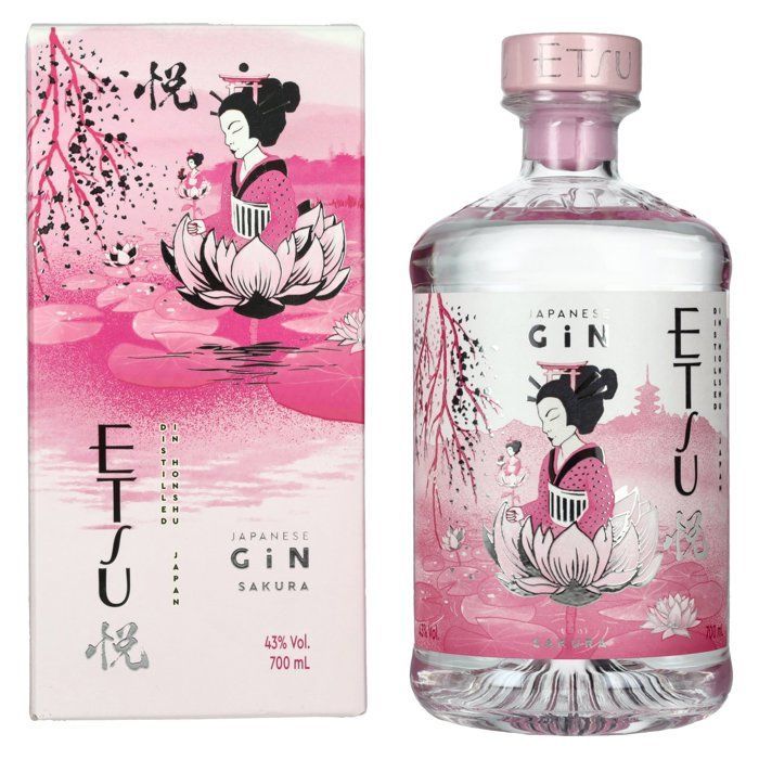 Ginebra japonesa Etsu SAKURA 43% vol. 0,7 l en caja de regalo