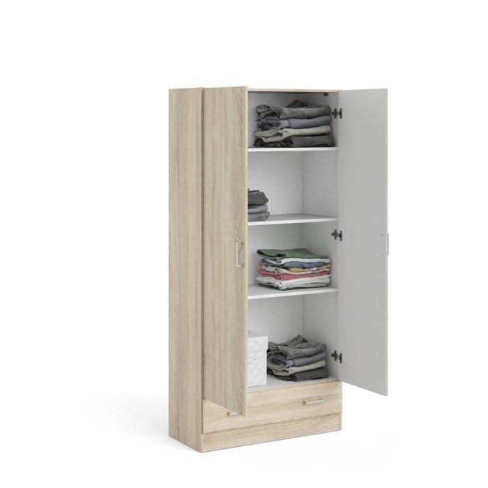 Amylya Dmora 2-Door Multi-Purpose Cabinet, in Nobilité Brown Oak Wood, 79.4 x 170.4 cm