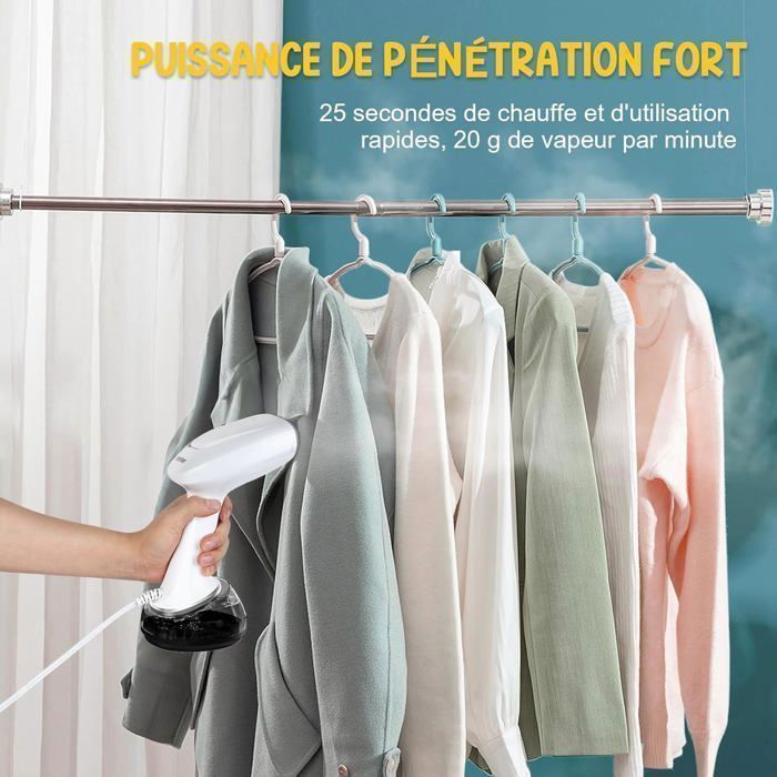 Handstomer voor kleding, 1700W verticaal model, 20 g/min continue stoom - 1,9 m snoer, 360 ml waterreservoir, wit