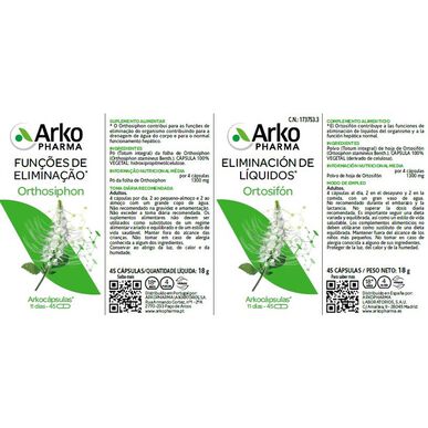 Arkocaps-lisäravinne eliminaatiotoimintoihin Ortosifoni 45 kapselia 45 kapselia