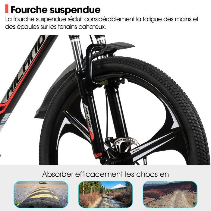 Hiland 26-inch mountainbike voor volwassenen, 3 spaken, 18 versnellingen, voor dames en heren, met dubbele schijfremmen, lichtgewicht aluminium frame