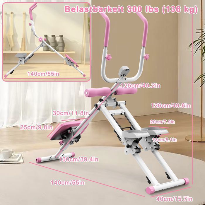 2-in-1-Gerät: Stepper und Bauchmuskeltrainer – Faltbares Multifunktionsgerät