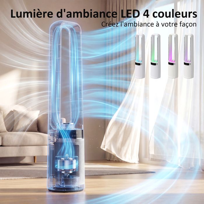Ventilador de torre - HOMCOM - silencioso 36dB - oscilación de 45°, 3 velocidades, temporizador de 12 horas - ABS, metal - 20,6x21,4x93,3cm - blanco