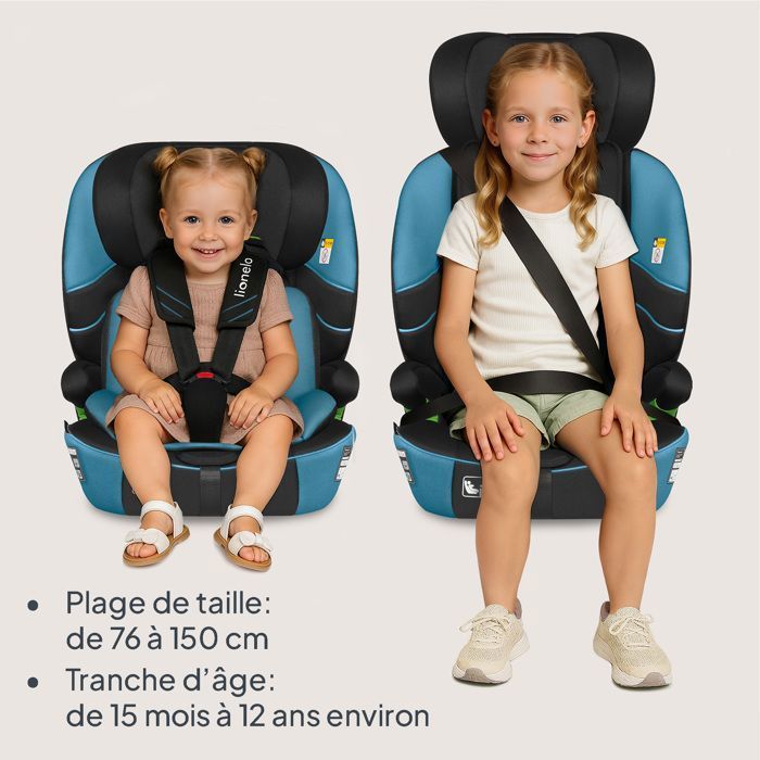 LIONELO Levi Fix i-Size Cabriolet Autostol - ISOFIX - 76-150 cm - Bredt Sæde - Gruppe 1/2/3 - Blå