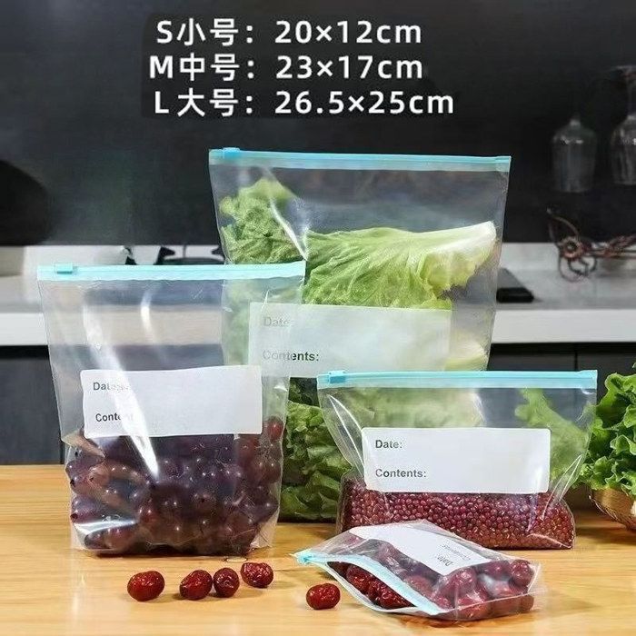 Sacs de conservation alimentaires réutilisables, épais, fermeture éclair, congélation et micro-ondes, rangement