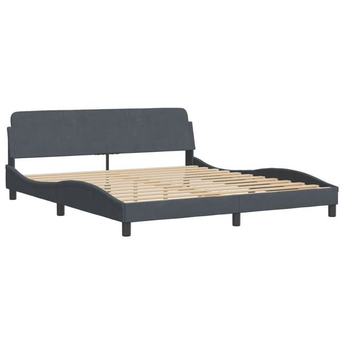 Cama doble CHIC para adultos - 180x200 cm. Estructura de cama gris oscuro de 180x200 cm. Terciopelo #Sara19723