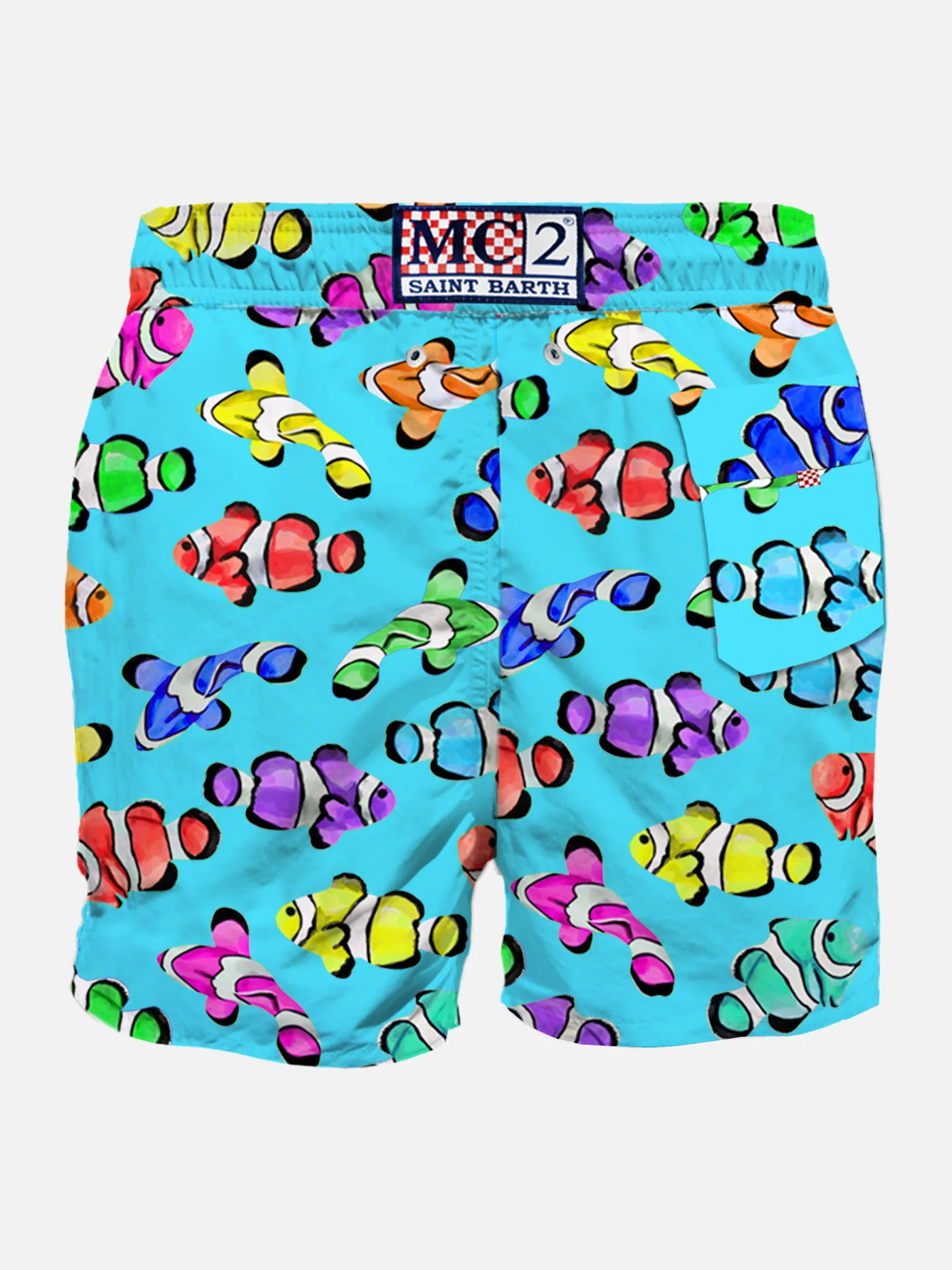 Man Classic Swim Shorts | Multicolor Clownfish Print | Light Blue | Saint Barth