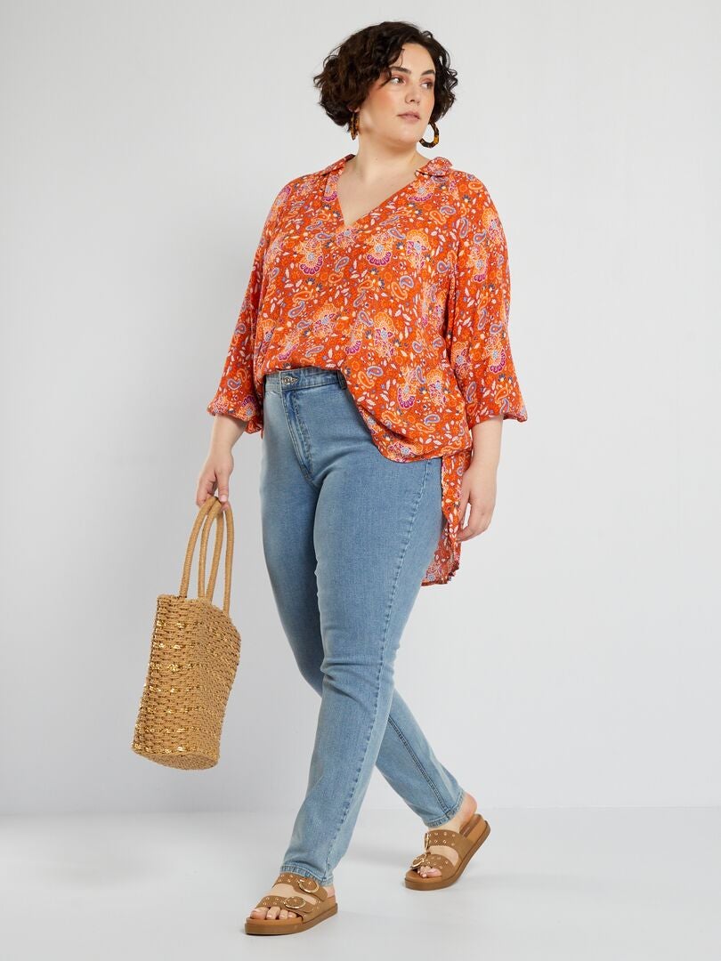 Calça jeans slim de cintura alta - L28 - azul
