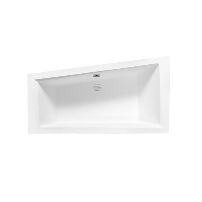 Hoekbad 150x85 links + hoofdsteun, badafvoer en 4-in-1 voetsteun