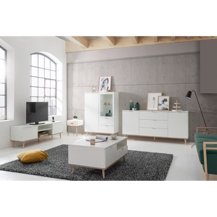 GÖTEBORG Scandinavian TV unit - White - 2 Doors - W 160 x D 40 x H 50 cm