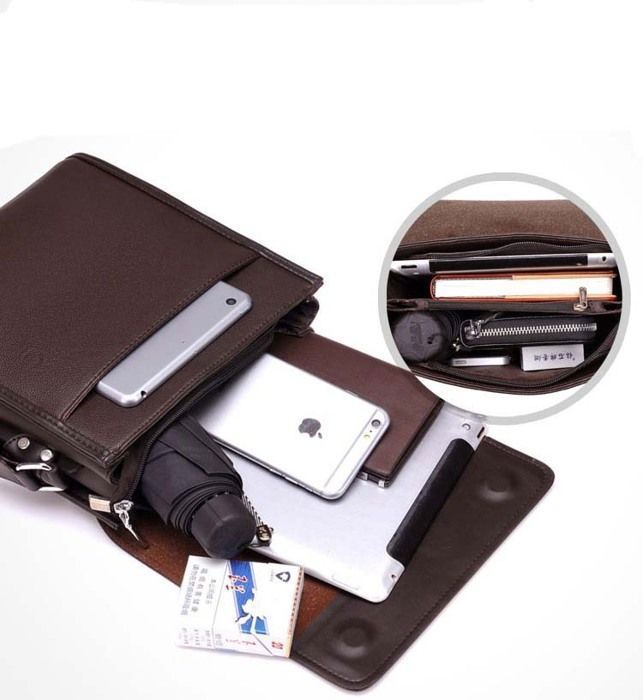 Sacoche bandoulière homme cuir Porte-documents Sac d'affaires- pour Portable pour Voyage,Randonnée et Travailler -Noir