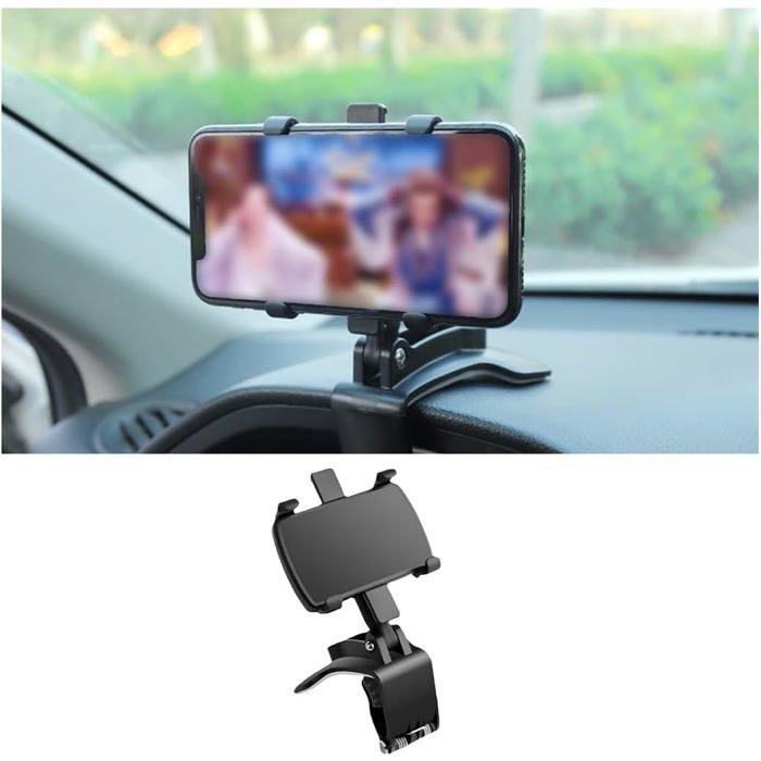 Supporto girevole per auto - ULISEM - 360° - Universale - Cruscotto - da 4 a 7 pollici - Orizzontale e Verticale