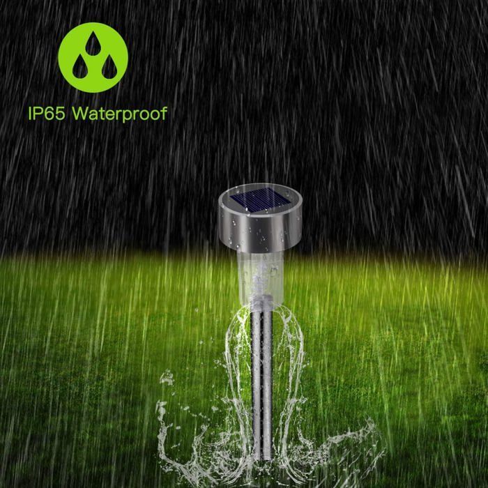 12 luces solares para jardín, luces LED de suelo impermeables IP65, iluminación solar exterior para caminos y césped (blanco frío)