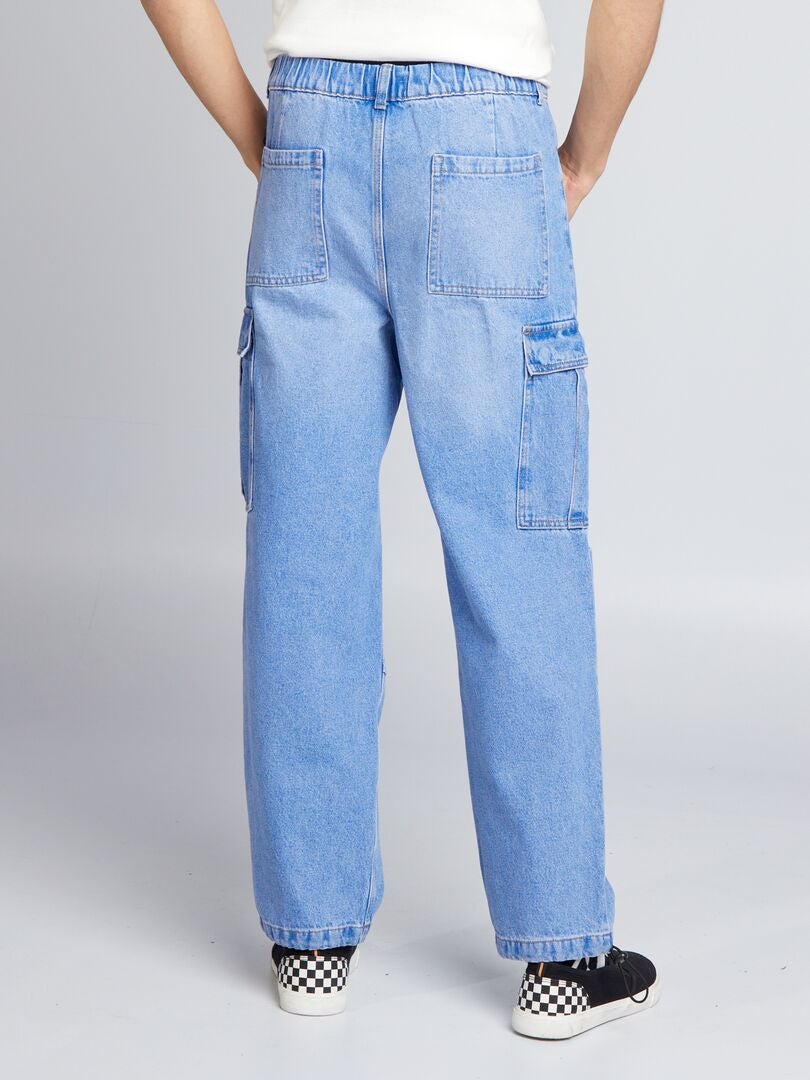 Spijkerbroek met wijde pijpen en meerdere zakken - BLAUW