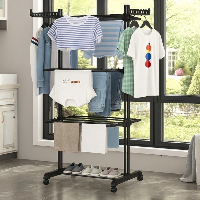 Clothes drying racks - LAUNDRY PROMO - Plastic - 120x170 cm - Black