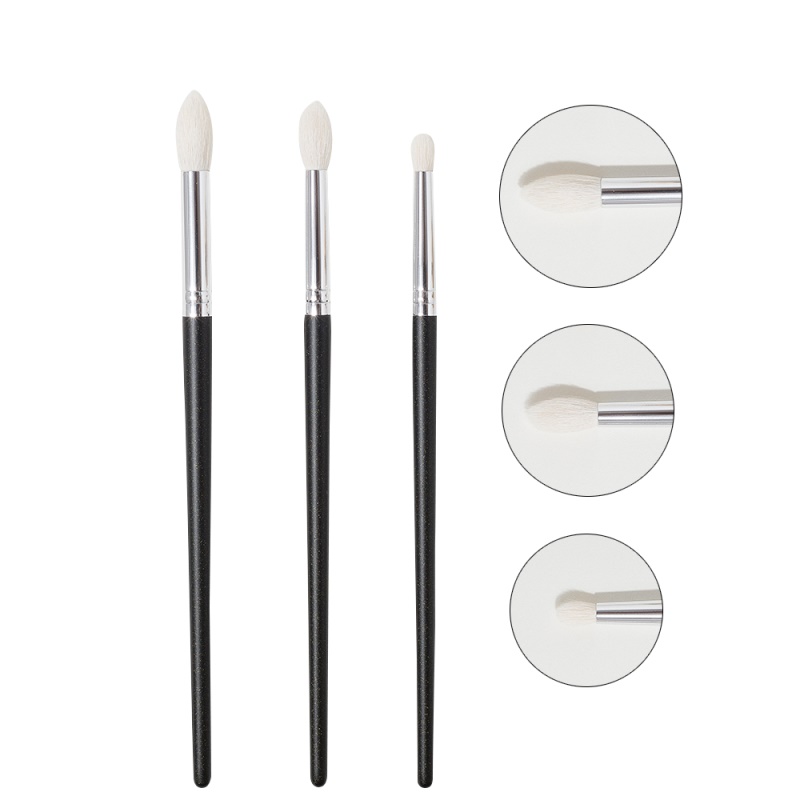 Kit de maquillage Shinedo 3 pièces en poils de chèvre, pinceaux estompeurs coniques pour fards à paupières