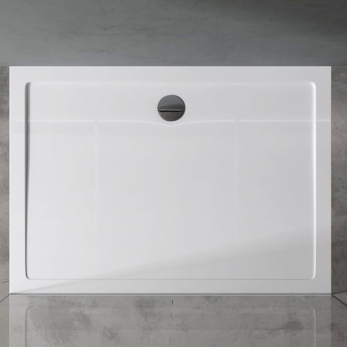 Plato de ducha rectangular de acrílico blanco Doporro Faro02, 80x100x4cm, para el baño.