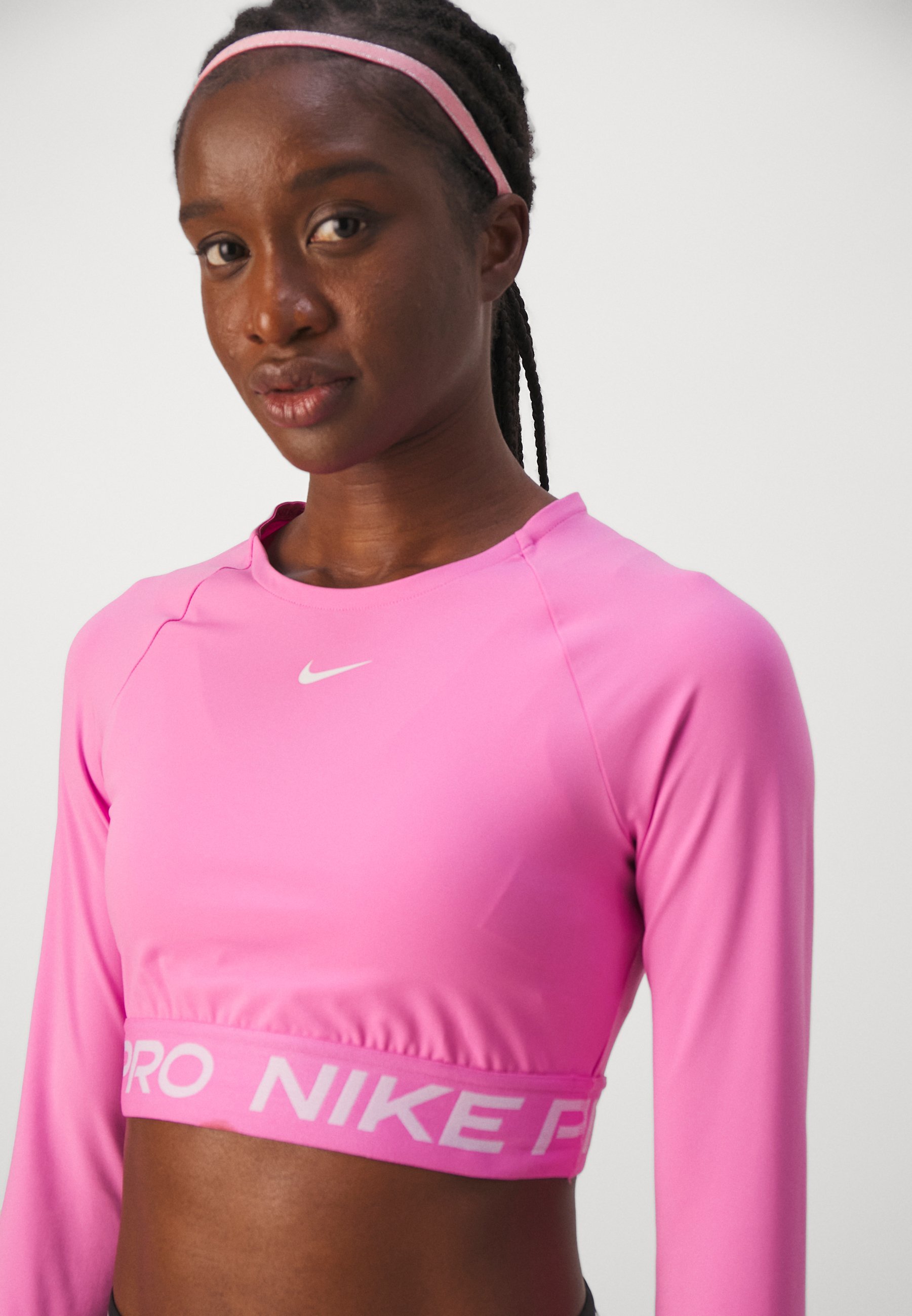 Nike Performance 365 CROP - Bluză cu mânecă lungă - roz jucăuș/alb