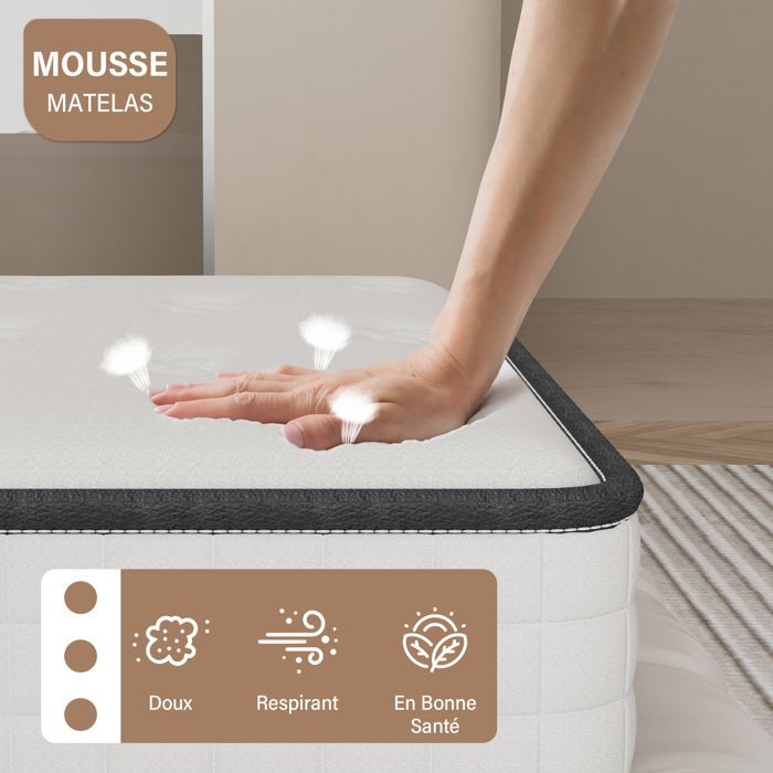 Juego de 2 colchones de espuma de 90x200cm y 16cm de grosor - DEWINNER® - Disponibles en doble cara, espuma viscoelástica.