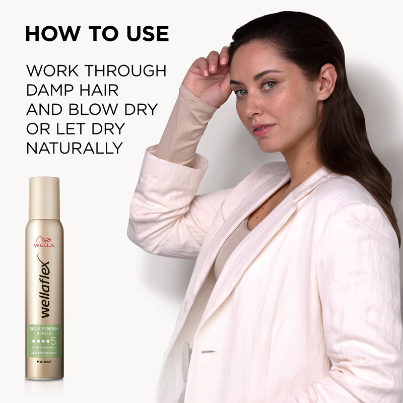 Mousse capilar Wella Wellaflex Silk Finish & Hold com fixação ultra forte