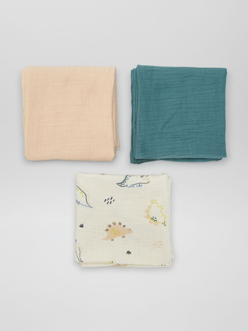 Set van 3 katoenen gaasdekens - WIT